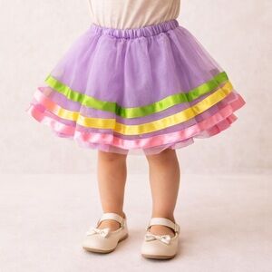 Gymboree 2T Girls Purple Tulle Tutu Skirt Rainbow Birthday Twirl Party Toddler